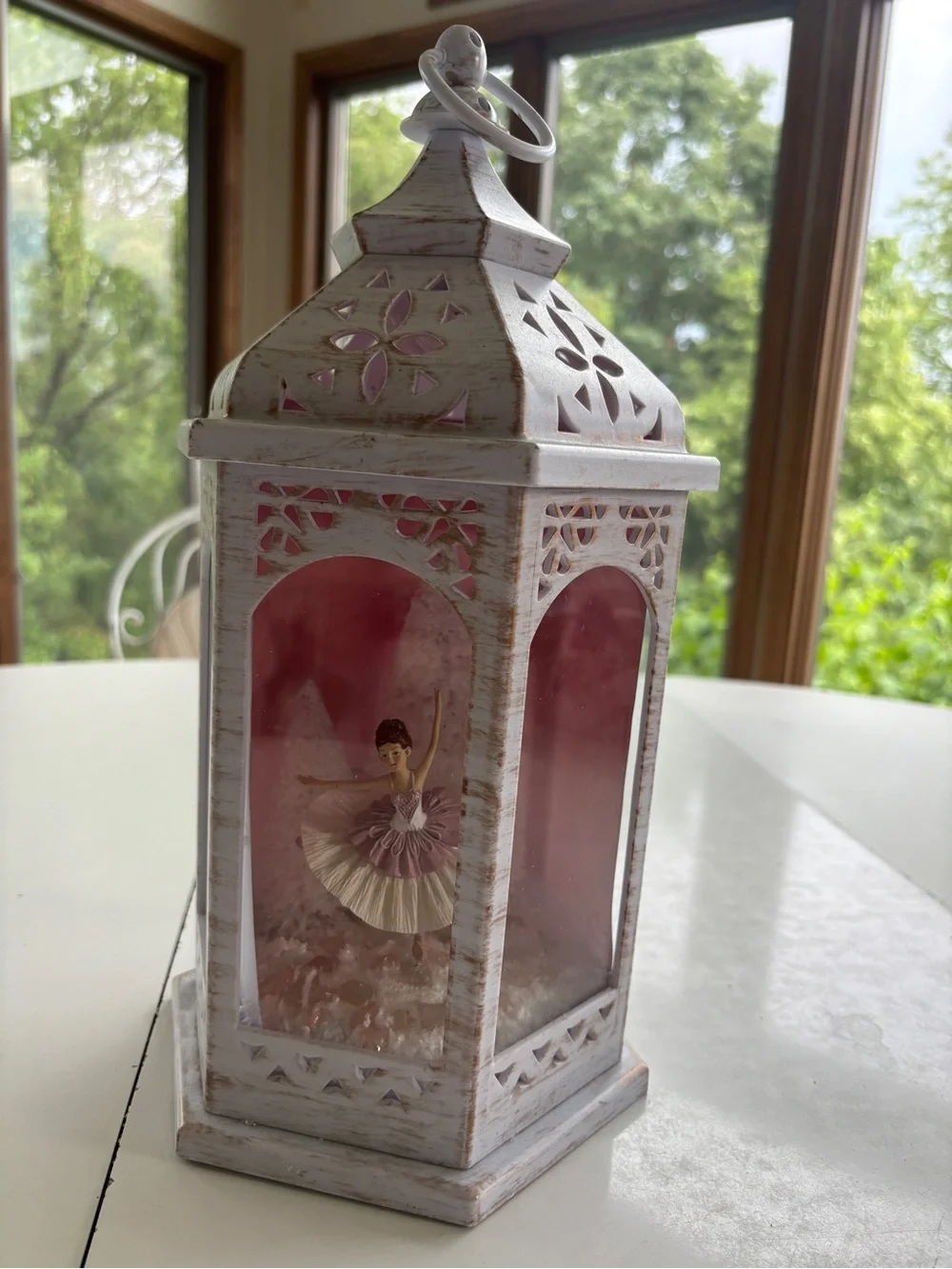 White and Pink Ballerina Decorative Lantern